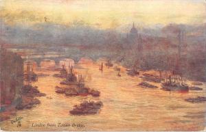 BR80615 painting postcard london from tower bridge ship bateaux  uk