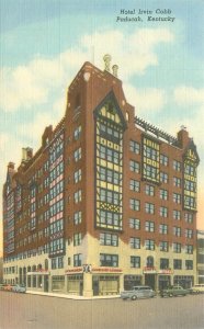 Paducah Kentucky Hotel Irvin ACobb, Old Cars Linen Postcard Unused