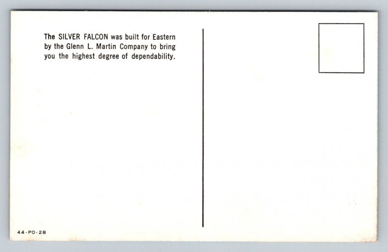 Eastern Air Lines   Silver Falcon Airliner  Postcard