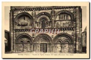 Civray Old Postcard Facade of the Romanesque 12th & # 39eglise
