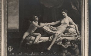 Vintage Postcard 1910s Gall Borgbese Danae Correggio Painting Artwork Roma Italy