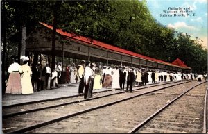 Postcard Ontario and Western Station Railroad Train in Sylvan Beach, New York