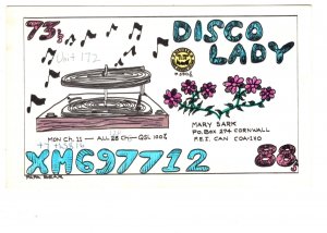 Disco Lady, Record Player, Cornwall, Prince Edward Island, QSL Card