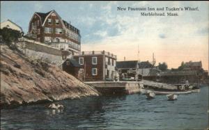 Marblehead MA New Fountain Inn & Tucker's Wharf c1910 Postcard #3