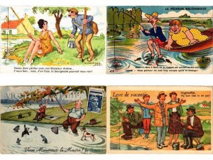 FISHING HUMOR COMIC, 25 Old Postcards pre-1960 (L6207)