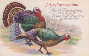 A Glad Thanksgiving Greetings Card - Mr. & Mrs. Turkey - DB