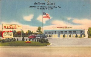 Montgomeryville Pennsylvania Bellevue Diner Linen Vintage Postcard AA49712