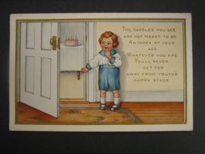 LITTLE BOY & BIRTHDAY VERSE c1910 Postcard