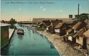 PC PHILIPPINES, NATIVE DWELLINGS, MANILA, Vintage Postcard (b39138)