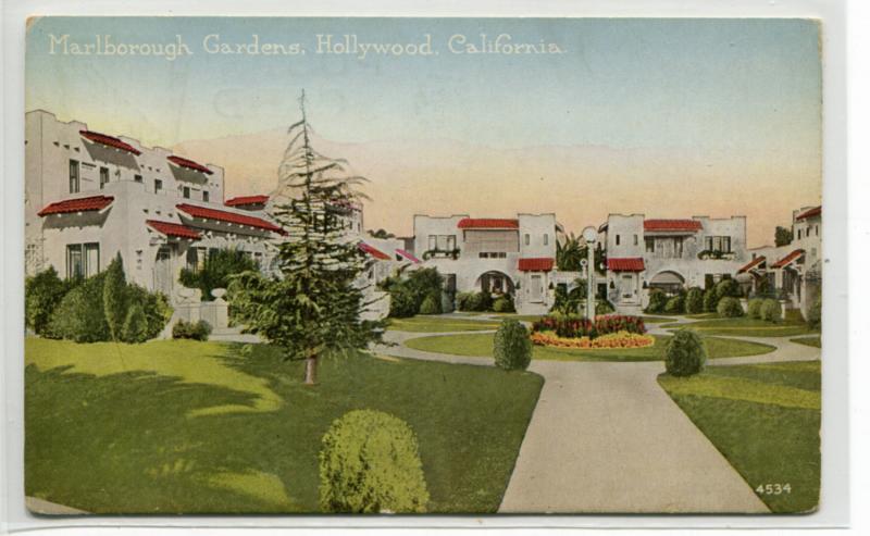 Marlborough Gardens Hollywood California 1910c postcard