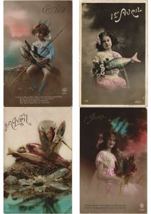 GLAMOUR APRIL 1 FISH FISHES GLAMOUR REAL PHOTO 130 Vintage Postcards (L2961)