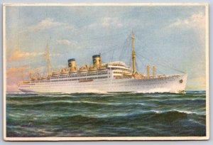 Transportation~Home Lines MS Italia Ocean Liner Ship~Postmarked~Vintage Postcard