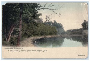 c1905's Grand River Pond Lake Boat On Shore Eaton Rapids Michigan MI Postcard