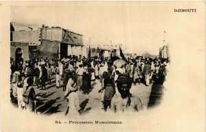 PC CPA DJIBOUTI / SOMALIA, PROCESSION MUSULMANE, Vintage Postcard (b13969)