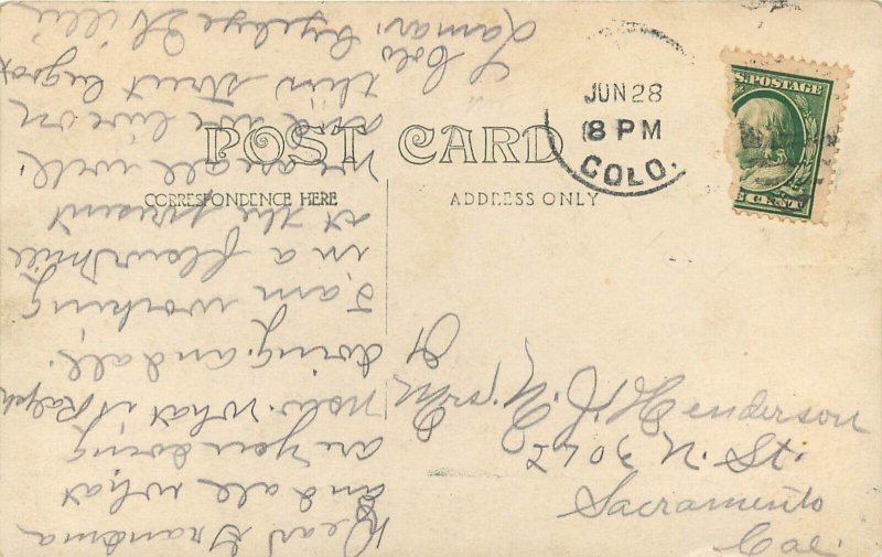 c1910 RPPC Postcard Lamar CO 3rd & Oak Streets, Snowy Trees, Prowers County