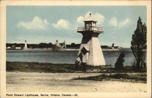 Sarnia Ontario ON Point Edward Lighthouse Vintage Postcard