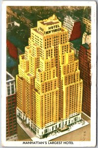 VINTAGE POSTCARD HTEL NEW YORKER (MANHATTAN'S LARGEST HOTEL) NEW YORK CITY 1958