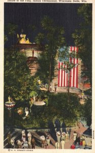 Vintage Postcard 1949 Salute To The Flag Indian Ceremonial Wisconsin Dells Wis