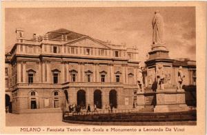 CPA AK MILANO Faccata Teatro alla Scala. Monumento a L. da Vinci ITALY (522362)
