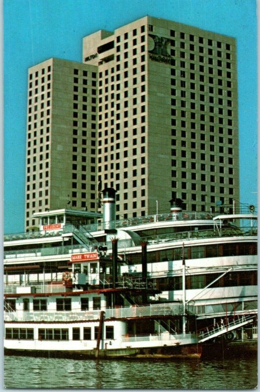 Steamboat on the Mississippi at New Orleans Hilton Postcard w / Mail C Stamp