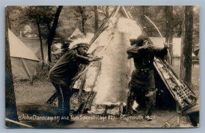 AMERICAN INDIAN ARCHERS PLYMOUTH 1921 ANTIQUE REAL PHOTO POSTCARD RPPC