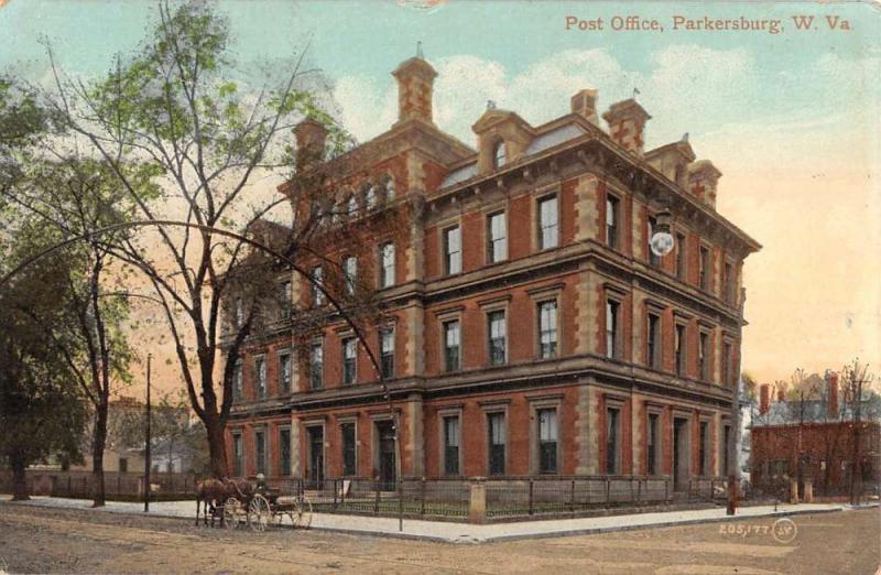 Parkersburg West Virginia Post Office Street View Antique Postcard K91999