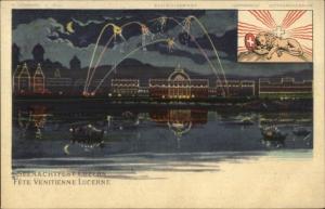 Luzern Lucerne Seenachtfest Fete Venitienne Fireworks c1900 Postcard #1