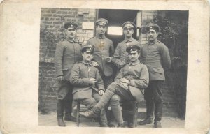 WW1 German military characters regimental group souvenir uniforms photo postcard