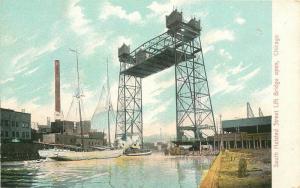 Chicago Illinois South Halsted Lift Bridge C-1910 Postcard undivided 12595