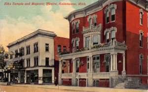 Postcard Elks Temple & Majestic Theatre in Kalamazoo, Michigan~117493