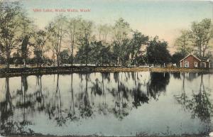 c1910 Hand-Colored Lithograph Print Postcard; Ailes Lake, Walla Walla WA Posted