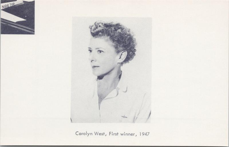 Carolyn West First Winner 1947 Powder Puff Derby Aviation Pioneers Postcard D87