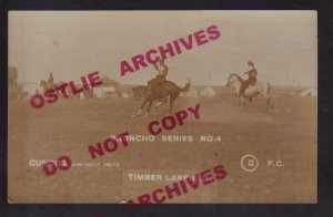 Timber Lake SOUTH DAKOTA RPPC c1910 COWBOY BUCKING BRONCHO Rodeo Horse CUNDILL