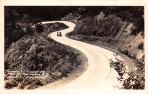 MACOMBER MT LAUREL WV~OLD CAR ON SNAKE CURVES ON HWY~REAL PHOTO POSTCARD 1940s