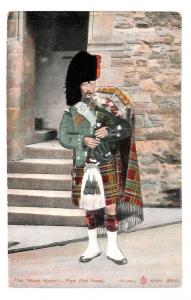 The Black Watch Piper (Full Dress) Fake Fur Hat Embossed Postcard