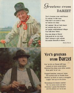 Greetings From Darzet Dorset 2x 1970s Dialect Farmer Postcard s