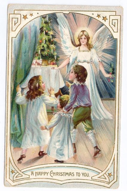 Vintage Christmas Postcard Angel Tree for Children 1907 Raphael Tuck Embossed