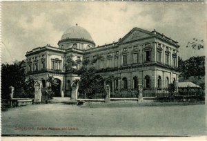 PC CPA SINGAPORE, RAFFLES MUSEUM AND LIBRARY, VINTAGE POSTCARD (b4232)