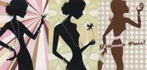 Glamour Puss Expensive Necklace Silhouette 3x Fashion Postcard s