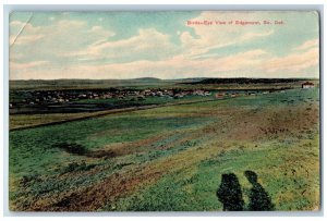 Edgemont South Dakota SD Postcard Birds Eye View Buildings Shadow c1910 Unposted