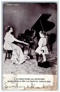1910 Enraptured AB Chase Pianos And Artistanos Advertising Antique Postcard