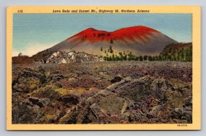 Lava Beds And Sunset Mt. Highway 66 Northern Arizona Vintage Unposted Linen