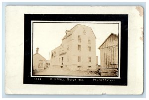 View Of Old Mill Built 1856 Palmyra Illinois IL RPPC Photo Vintage Postcard