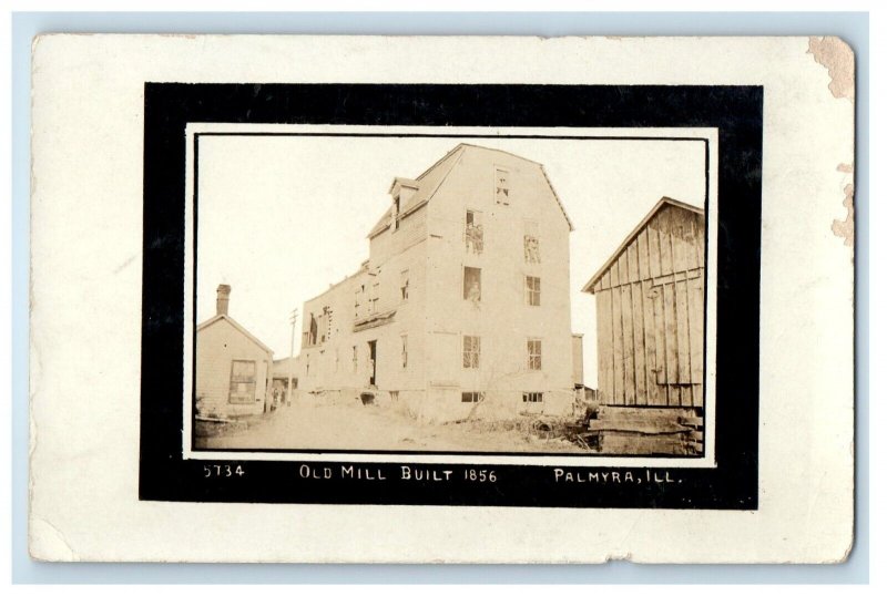 View Of Old Mill Built 1856 Palmyra Illinois IL RPPC Photo Vintage Postcard