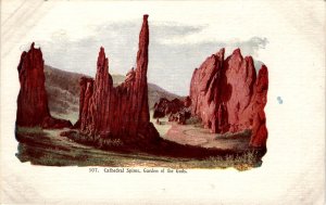 Cathedral Spires, Garden of the Gods, public park, Colorado Springs, Postcard