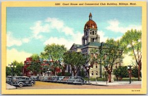 Courthouse And Commercial Club Building Billings Montana MT Car Parking Postcard