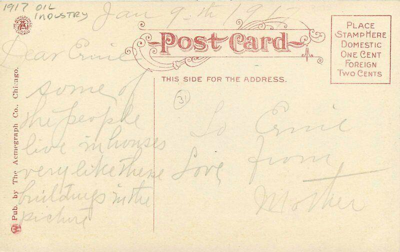 Acmegraph Bakersfield California 1917 Oil Industry Field Postcard 3204