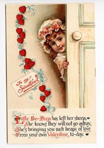 Valentine Boy Little Bo-Peep Beautiful Ernest Nister Poem Postcard