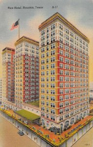 Houston Texas Rice Hotel Exterior Vintage Postcard AA5845 