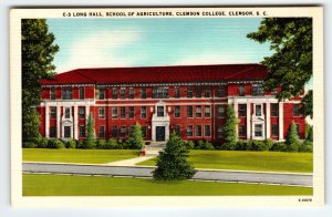 Long Hall School Of Agriculture Clemson College South Carolina Linen Postcard